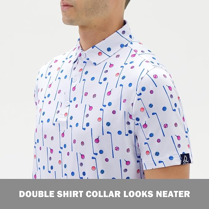 DEOLAX Mens Polo Shirts Fashion Print Mens Golf Shirt Dry Fit Mens Golf Polo Short Sleeve Quick Dry Funny Golf Shirt for Men IronWave Fitness