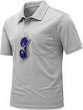TBMPOY Men's Polo Shirts with Pocket Short Sleeve Quick Dry Casual Sports Outdoor Golf Shirt IronWave Fitness