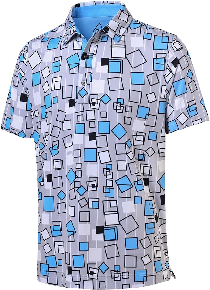 DEOLAX Mens Polo Shirts Fashion Print Mens Golf Shirt Dry Fit Mens Golf Polo Short Sleeve Quick Dry Funny Golf Shirt for Men IronWave Fitness