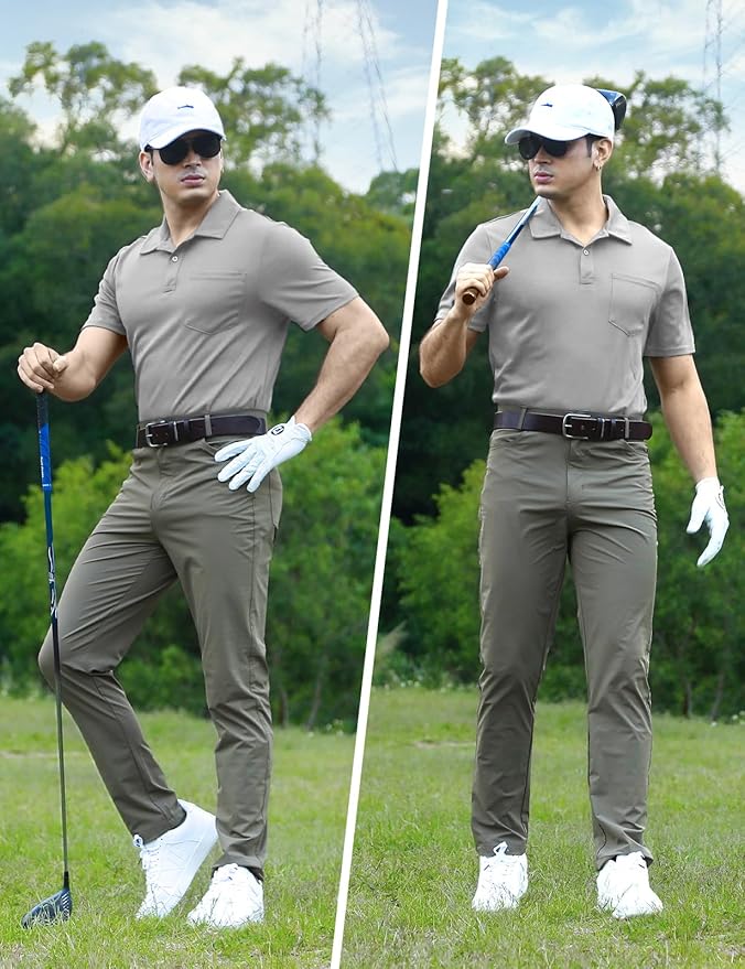 TBMPOY Men's Polo Shirts with Pocket Short Sleeve Quick Dry Casual Sports Outdoor Golf Shirt IronWave Fitness