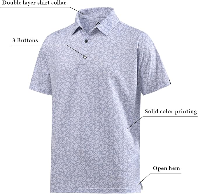 DEOLAX Mens Polo Shirts Fashion Print Mens Golf Shirt Dry Fit Mens Golf Polo Short Sleeve Quick Dry Funny Golf Shirt for Men IronWave Fitness