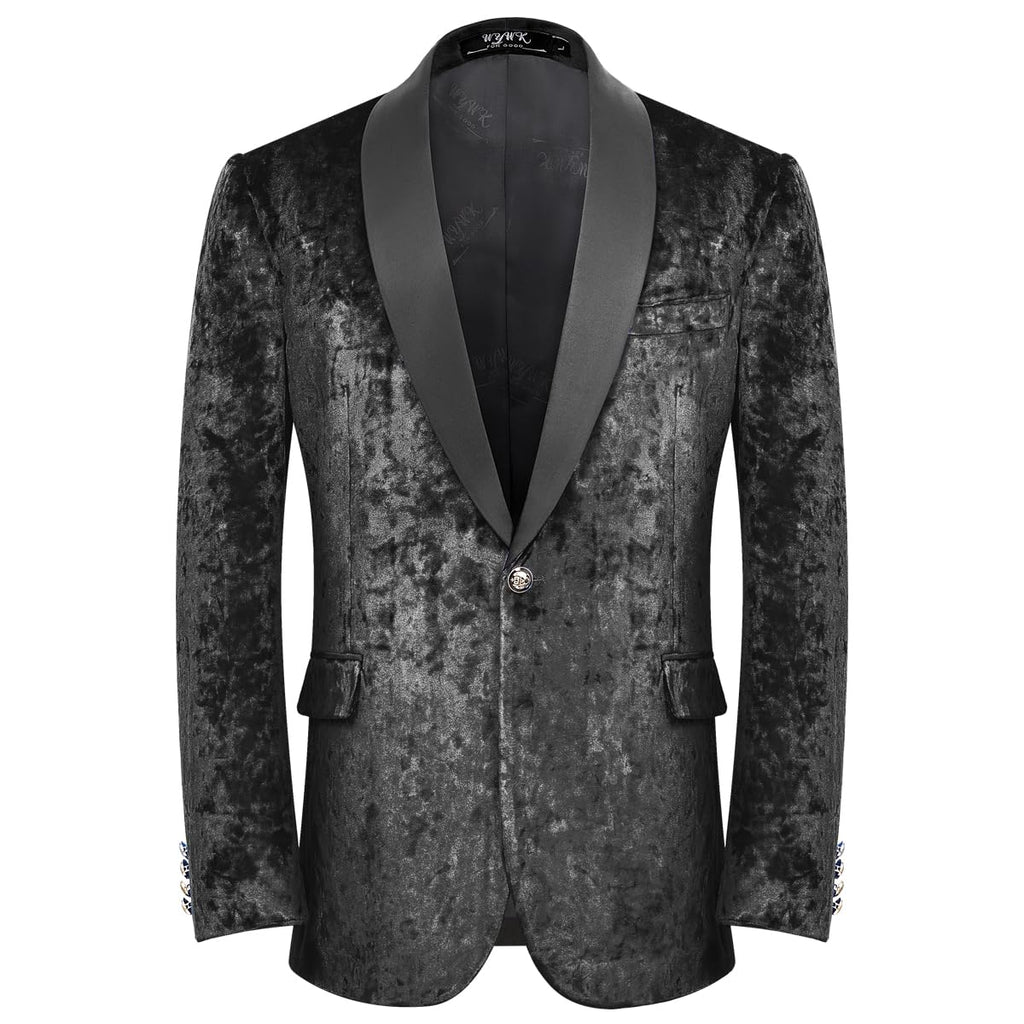 WYWK Men's Velvet One Button Blazer WYWK