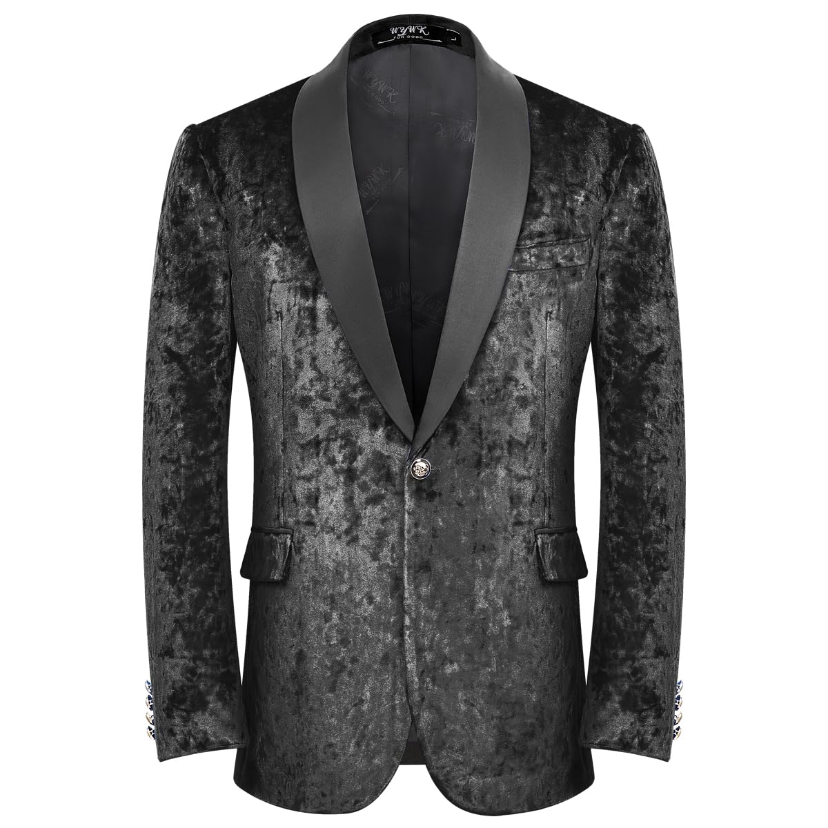 WYWK Men's Velvet One Button Blazer WYWK