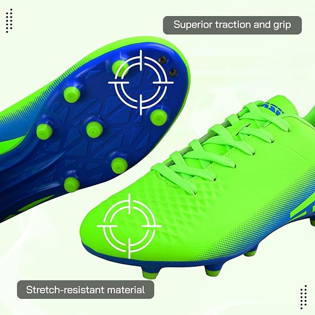 Vizari Santos Junior. Firm Ground Soccer Shoes – Green/Blue Vizari Sports