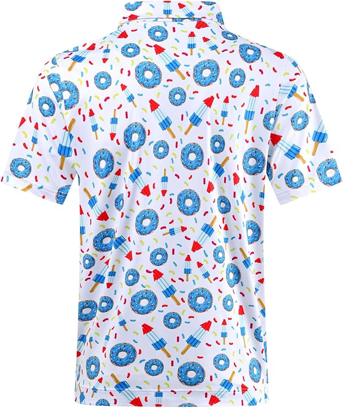 DEOLAX Mens Polo Shirts Fashion Print Mens Golf Shirt Dry Fit Mens Golf Polo Short Sleeve Quick Dry Funny Golf Shirt for Men IronWave Fitness