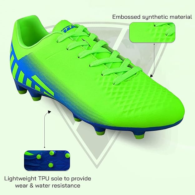 Vizari Santos Junior. Firm Ground Soccer Shoes – Green/Blue Vizari Sports
