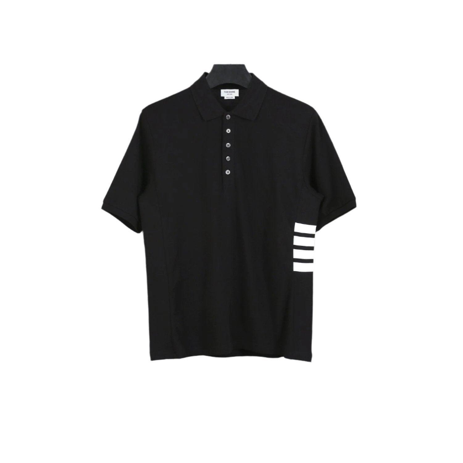 Thom Browne Black T-Shirt with Collar Banlieue91