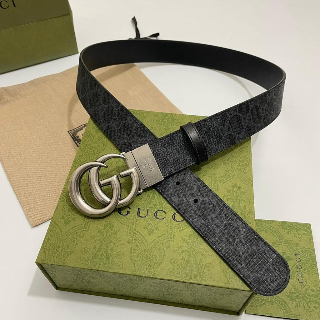 GUCCI Embellished coated-canvas and leather belt 'Black' Banlieue91
