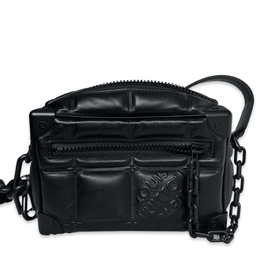 Louis Vuitton Black Leather Limited Edition Soft Trunk Shoulder Bag Banlieue91