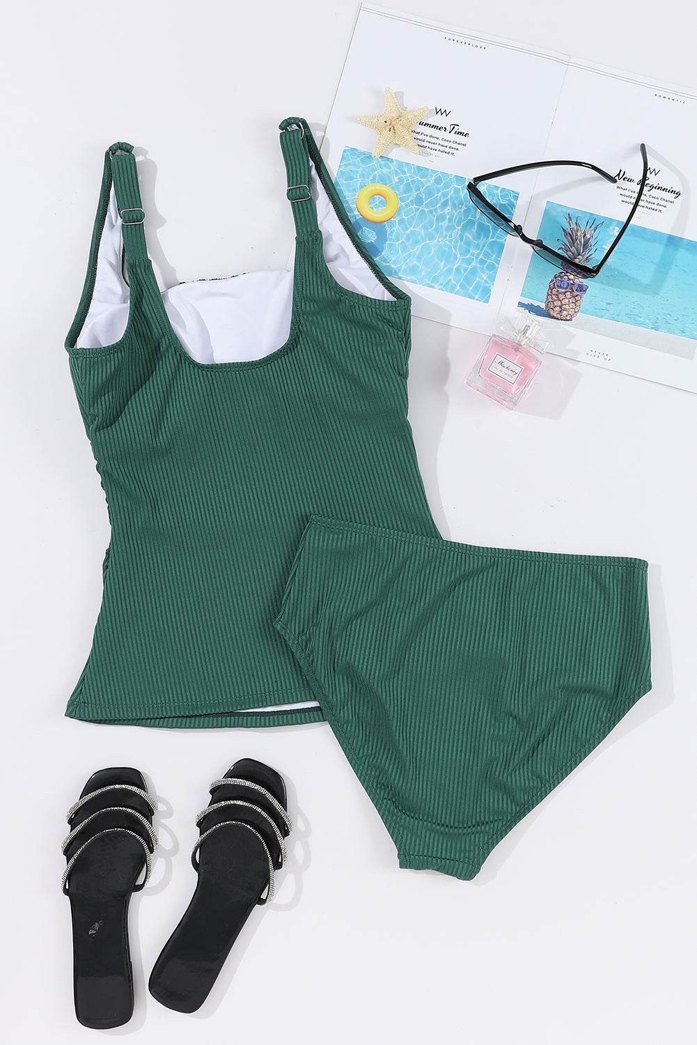 SYNZ Square Neck Wide Strap Women Tankini Swiming Set