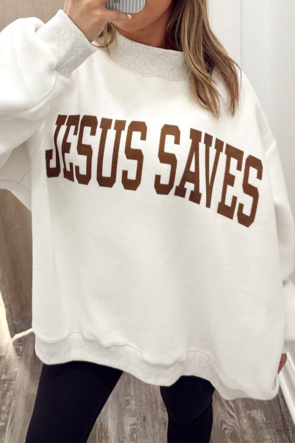Light Grey Mock Neck Christian Faith Print Pullover Sweatshirt
