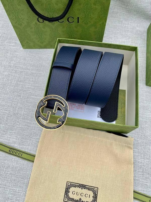 GUCCI Embellished coated-canvas and leather belt 'Blue' Banlieue91