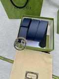 GUCCI Embellished coated-canvas and leather belt 'Blue' Banlieue91