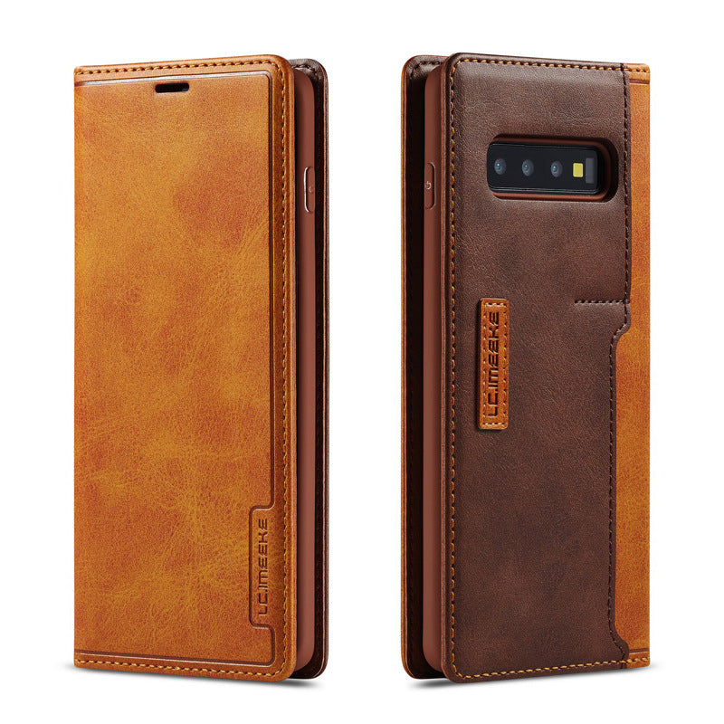 For Apple iPhone13 Calfskin Pattern External Card Simple Flip Phone Case Business Bracket V.I.P Digital Presence
