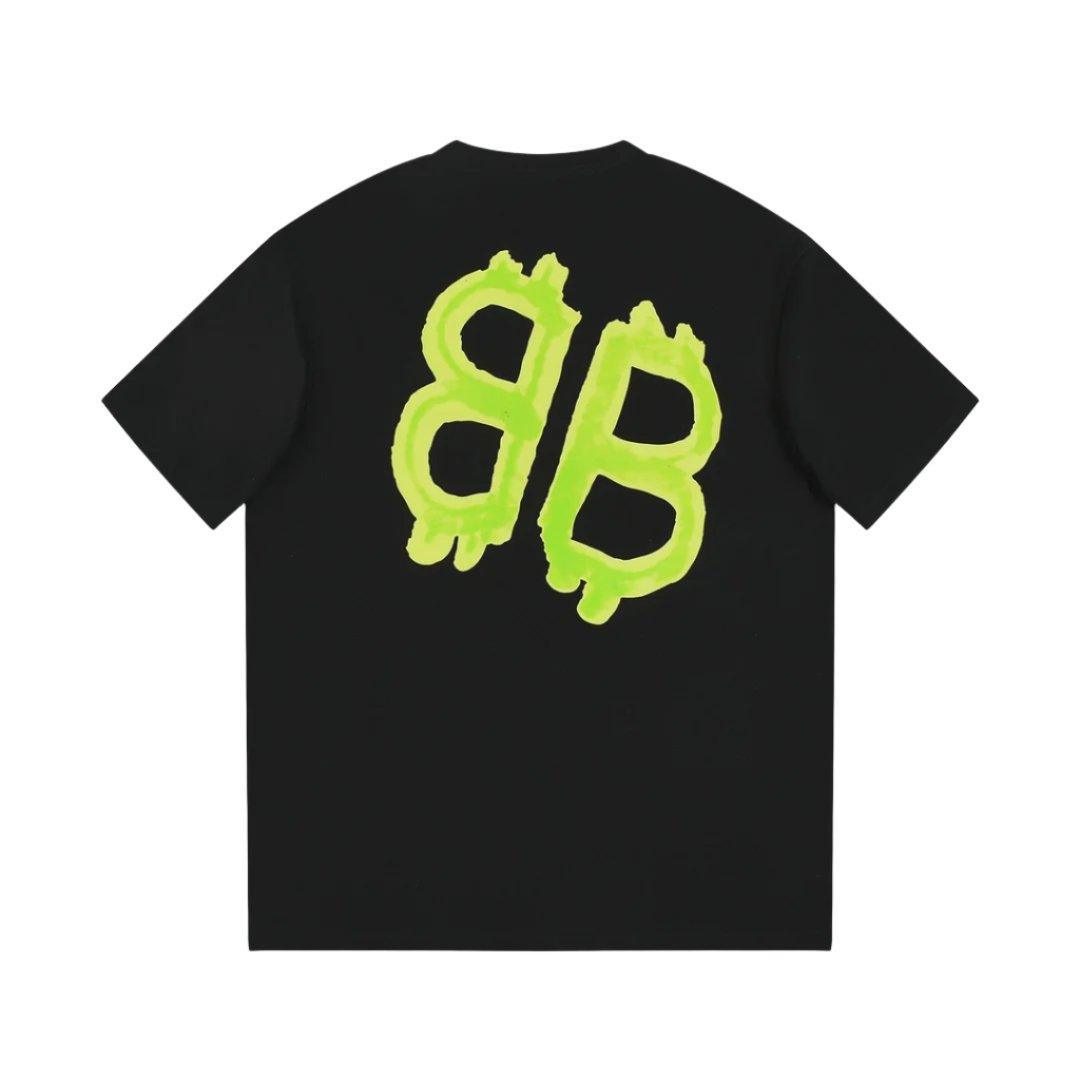 Balenciaga Black & Green T-Shirt Without Collar Banlieue91