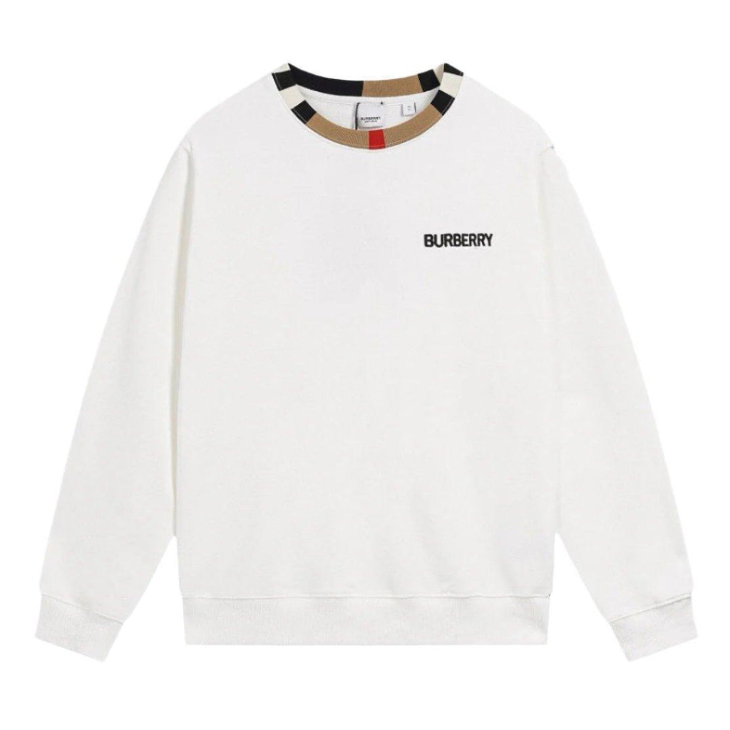 BURBERRY JARRAD WHITE COTTON ICON STRIPE COLLAR RED LOGO SWEATER Banlieue91