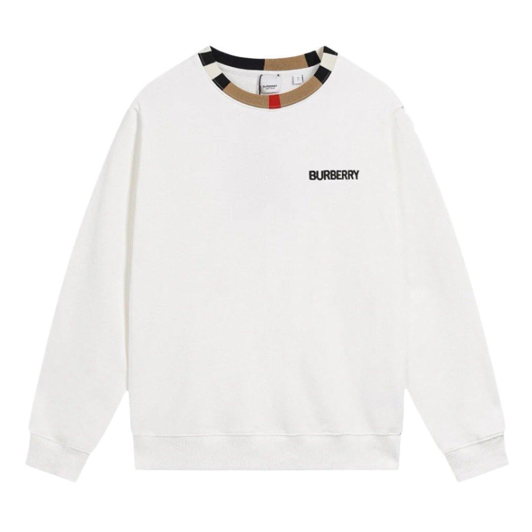 BURBERRY JARRAD WHITE COTTON ICON STRIPE COLLAR RED LOGO SWEATER Banlieue91