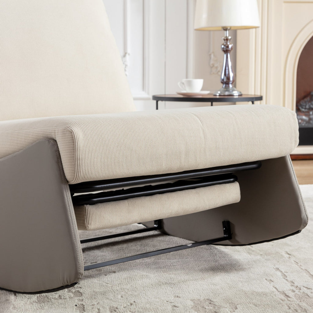 Modern rocking chair recliner, comfortable cushioned recliner with footstool, gray V.I.P Digital Presence