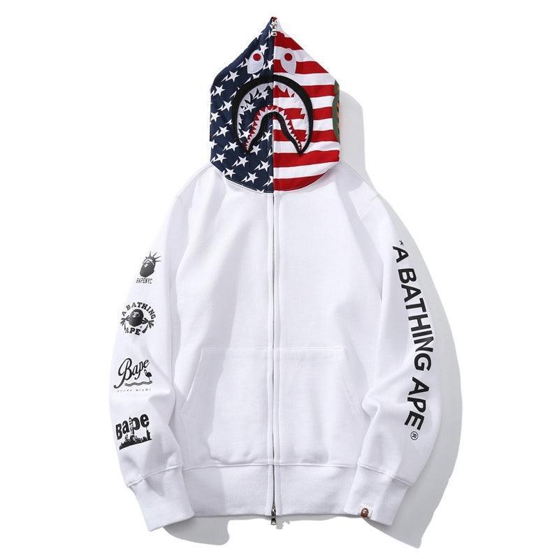 BAPE US Limited Collection USA Shark Hoodie A Bathing Ape White Banlieue91