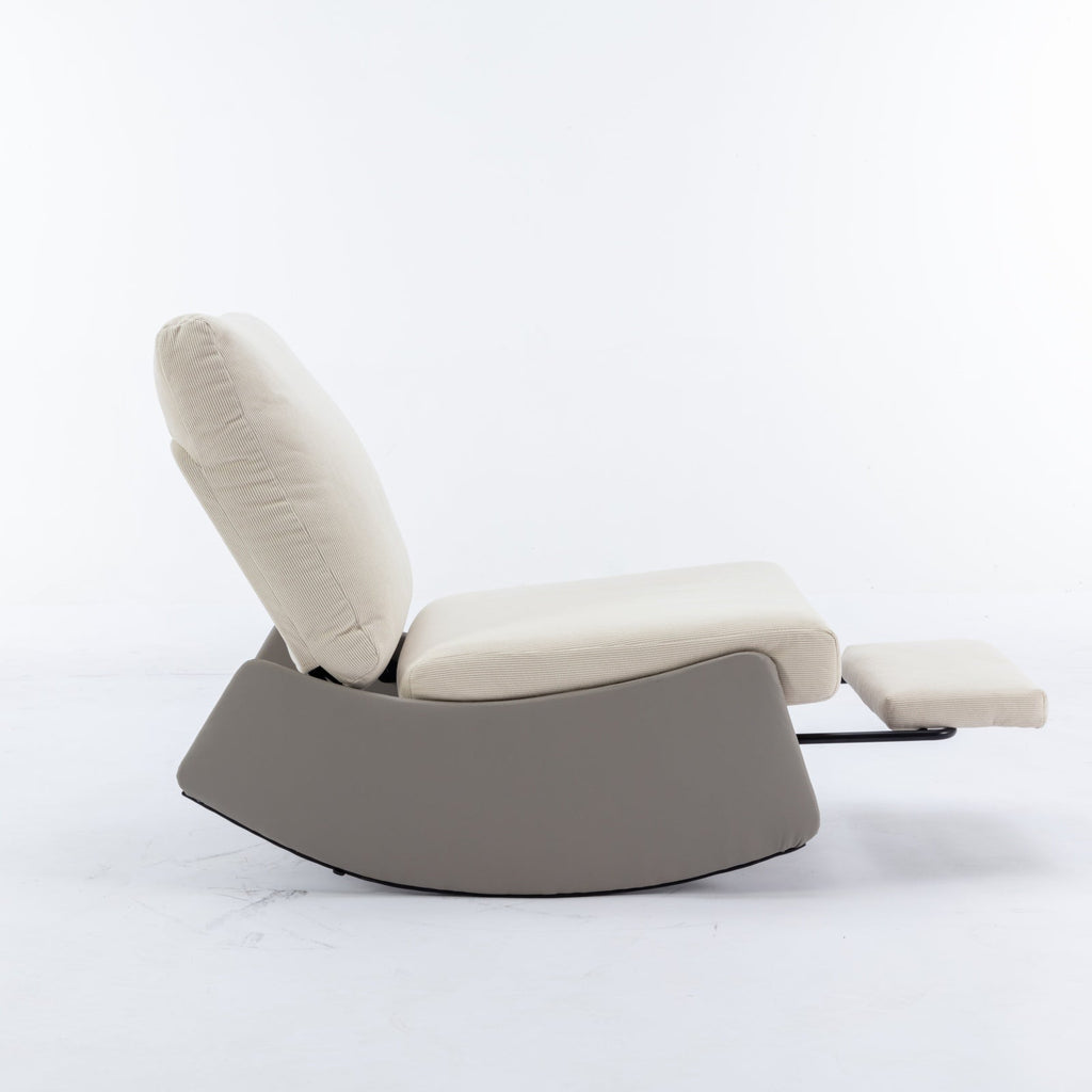 Modern rocking chair recliner, comfortable cushioned recliner with footstool, gray V.I.P Digital Presence