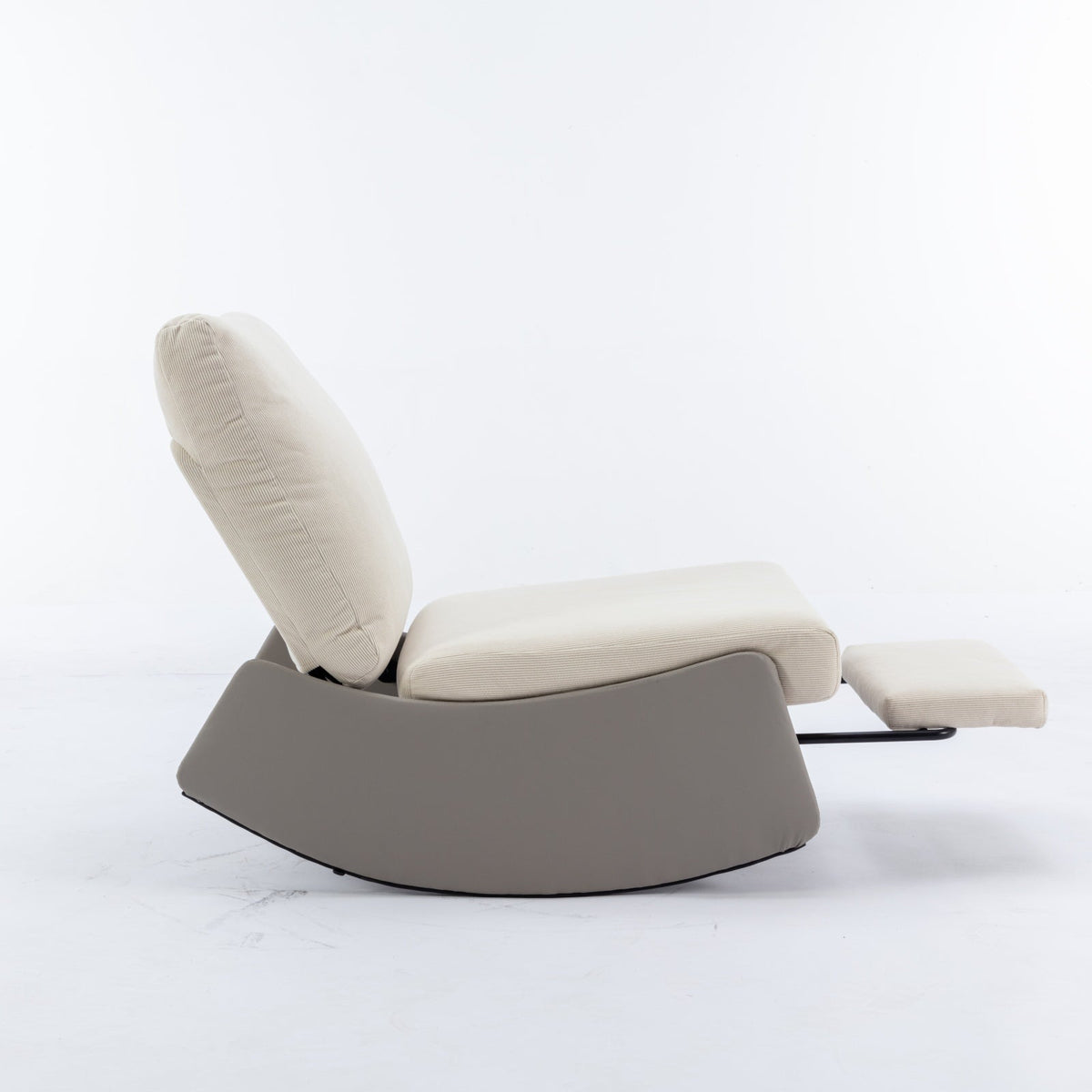 Modern rocking chair recliner, comfortable cushioned recliner with footstool, gray V.I.P Digital Presence