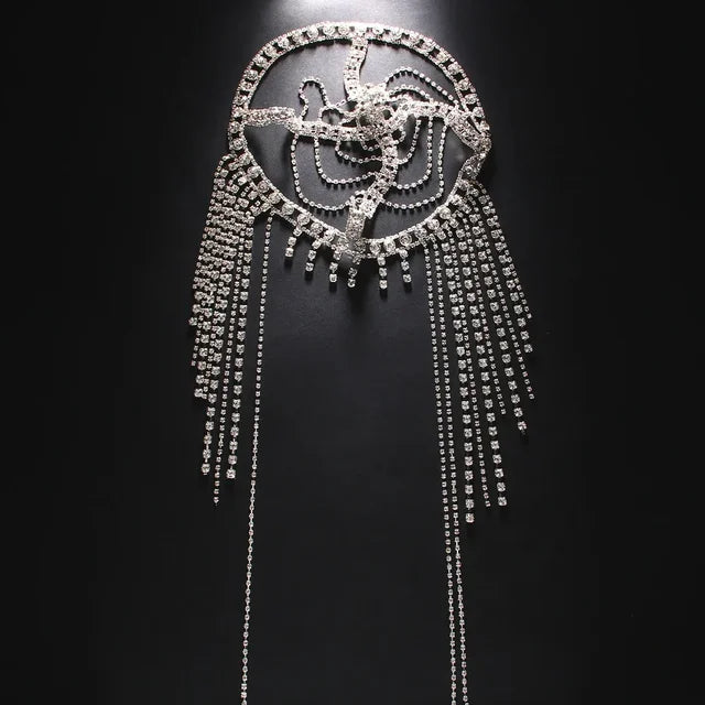 New Tassel Hair Chain Bridal Headpiece for Women Rave Accessories Stage Rhinestone Geometric Head Chain Hat Jewelry Gifts V.I.P Digital Presence