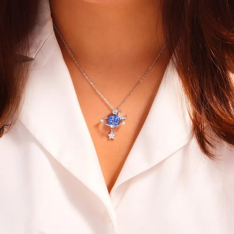 Starry Sky Global Moon Star Set Zircon Necklace Women's Fashion Clavicle Chain