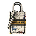 Christian Dior Canvas Embroidered Pixel Zodiac Mini Book Tote Phone Bag in Latte Multicolor Banlieue91