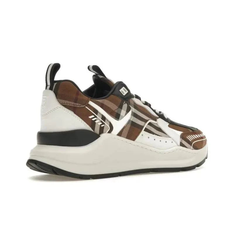 Burberry Vintage Check Cotton And Leather Sneakers Dark Birch Brown White Banlieue91