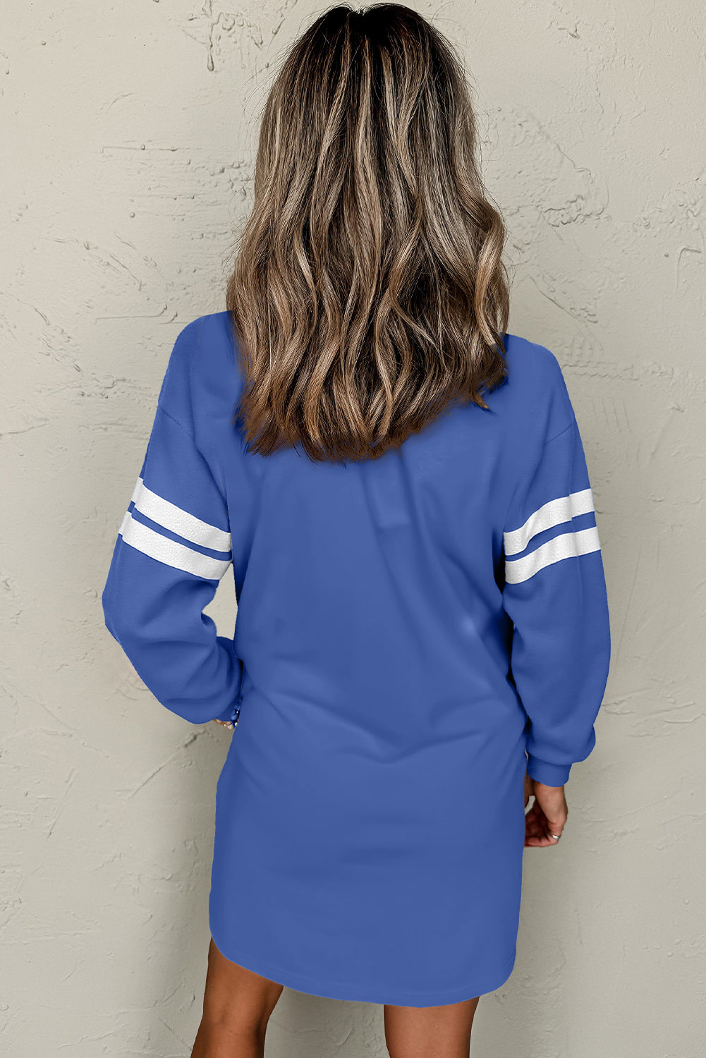 Tillandsia Purple Preppy Striped Sleeve Loose Mini Dress