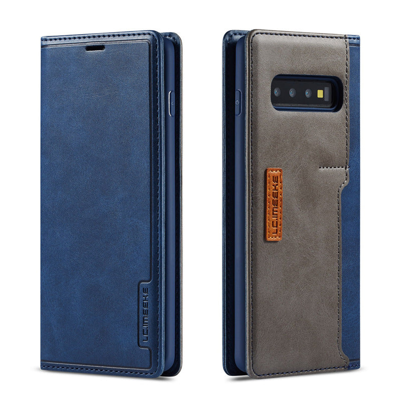For Apple iPhone13 Calfskin Pattern External Card Simple Flip Phone Case Business Bracket V.I.P Digital Presence