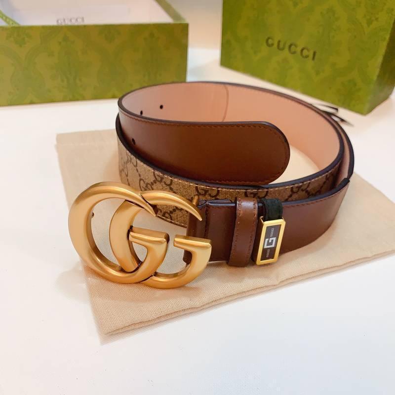 GUCCI Embellished coated-canvas and leather belt 'Brown' Banlieue91