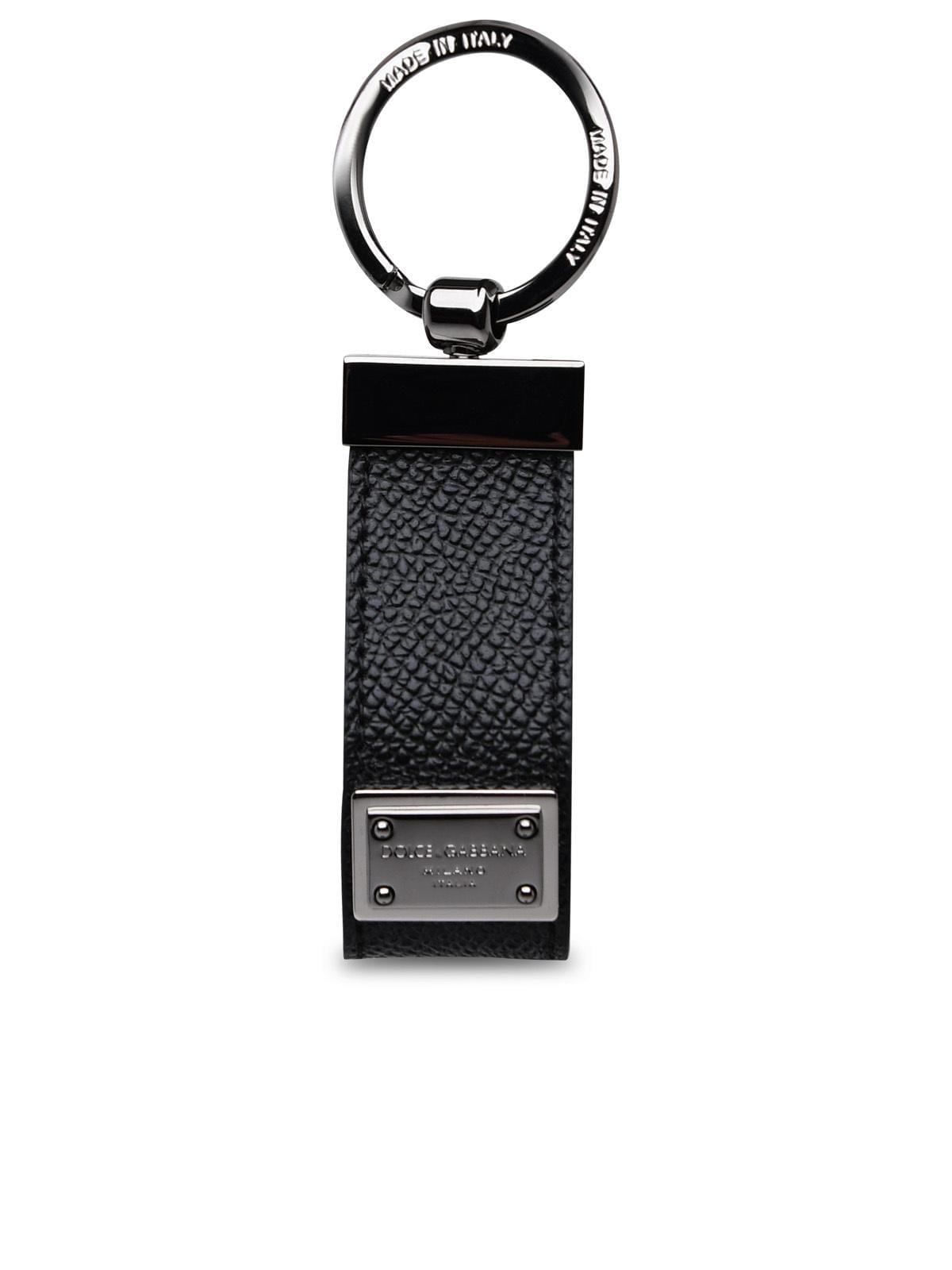 Dolce & Gabbana Black Leather Dauphine Keyring Men Luosophy