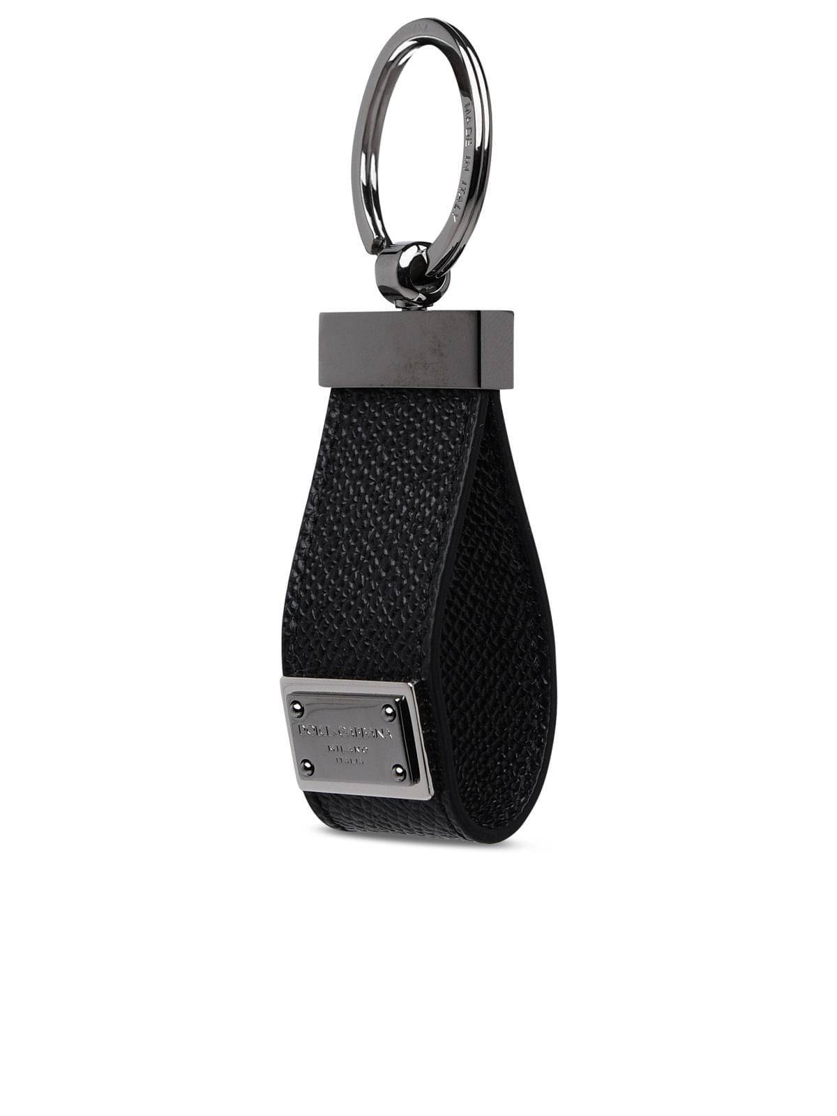 Dolce & Gabbana Black Leather Dauphine Keyring Men Luosophy
