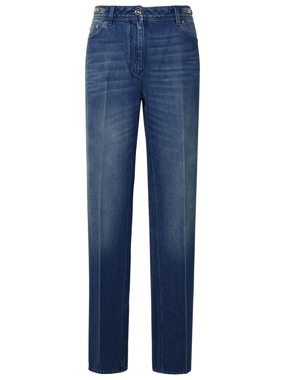 Versace Tailored Blue Cotton Jeans Women Luosophy