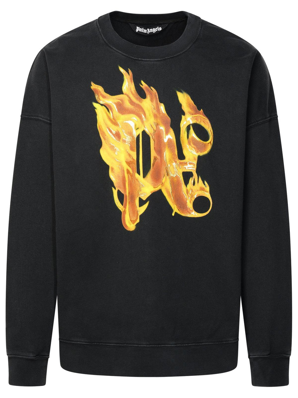 Palm Angels 'Burning' Black Cotton Sweatshirt Men Luosophy