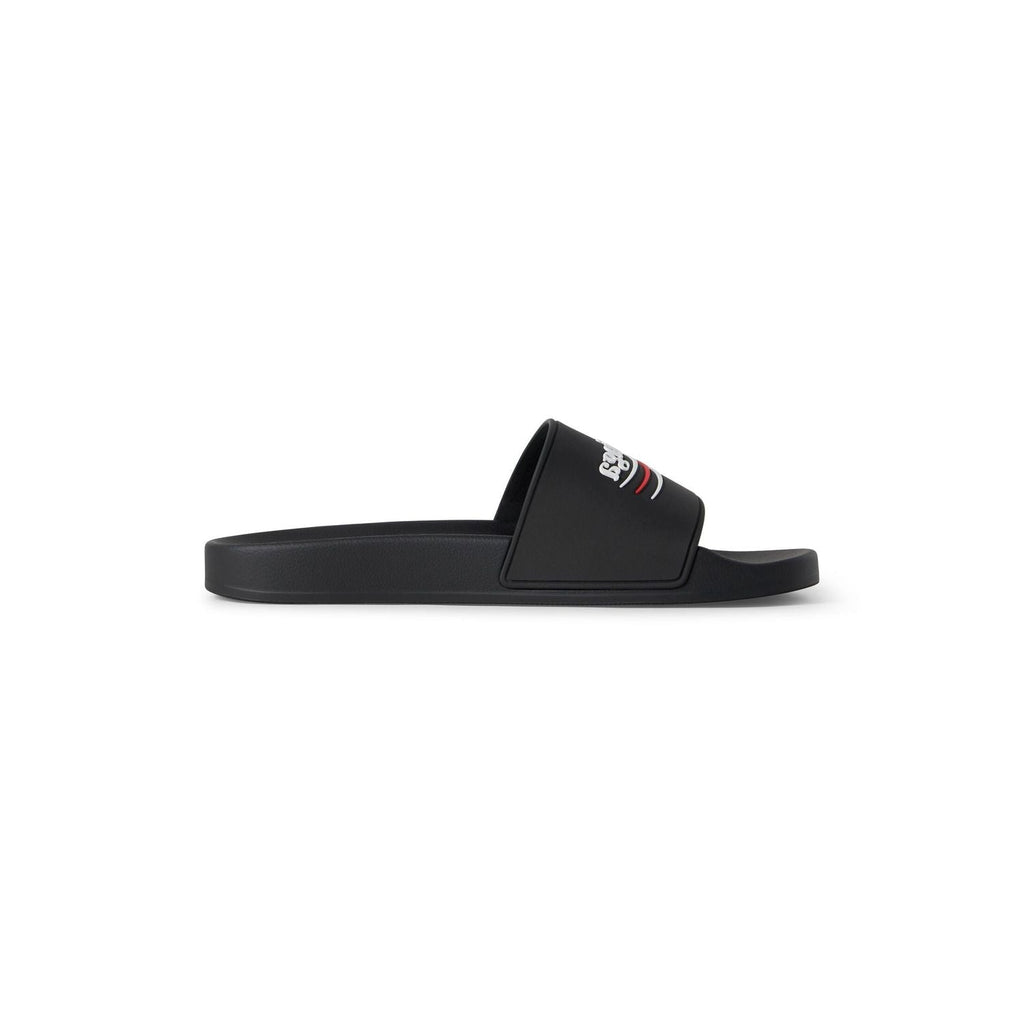 BALENCIAGA Pool Rubber Political Logo Sandals Banlieue91