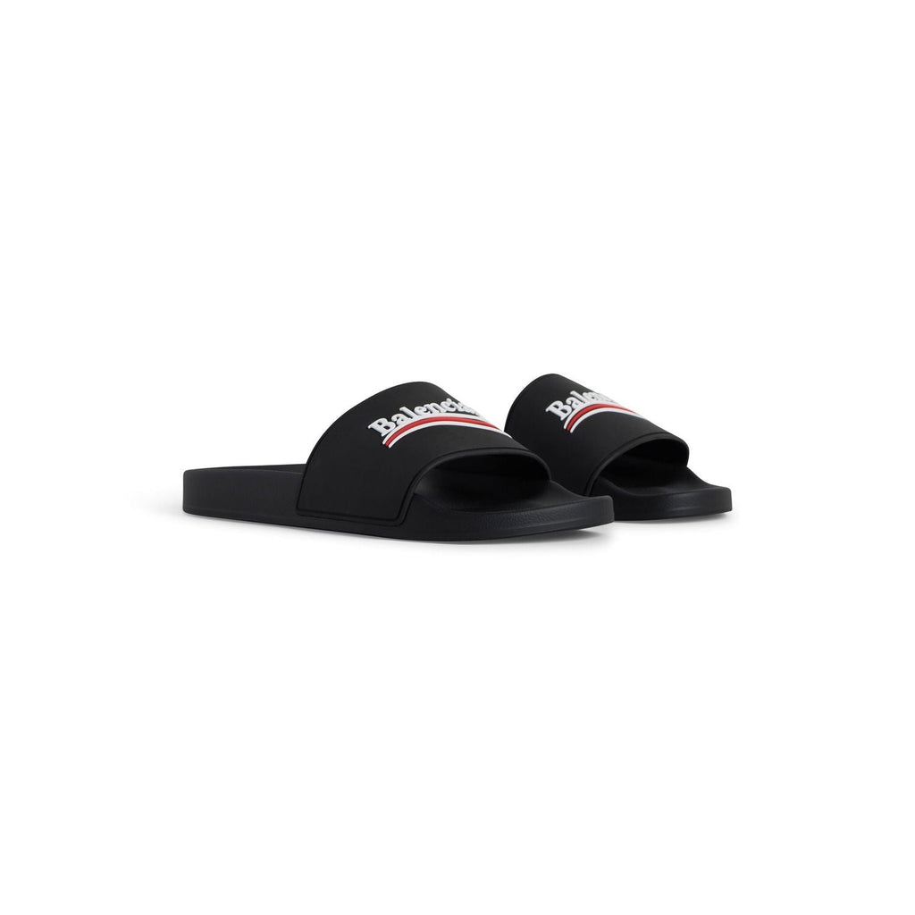 BALENCIAGA Pool Rubber Political Logo Sandals Banlieue91
