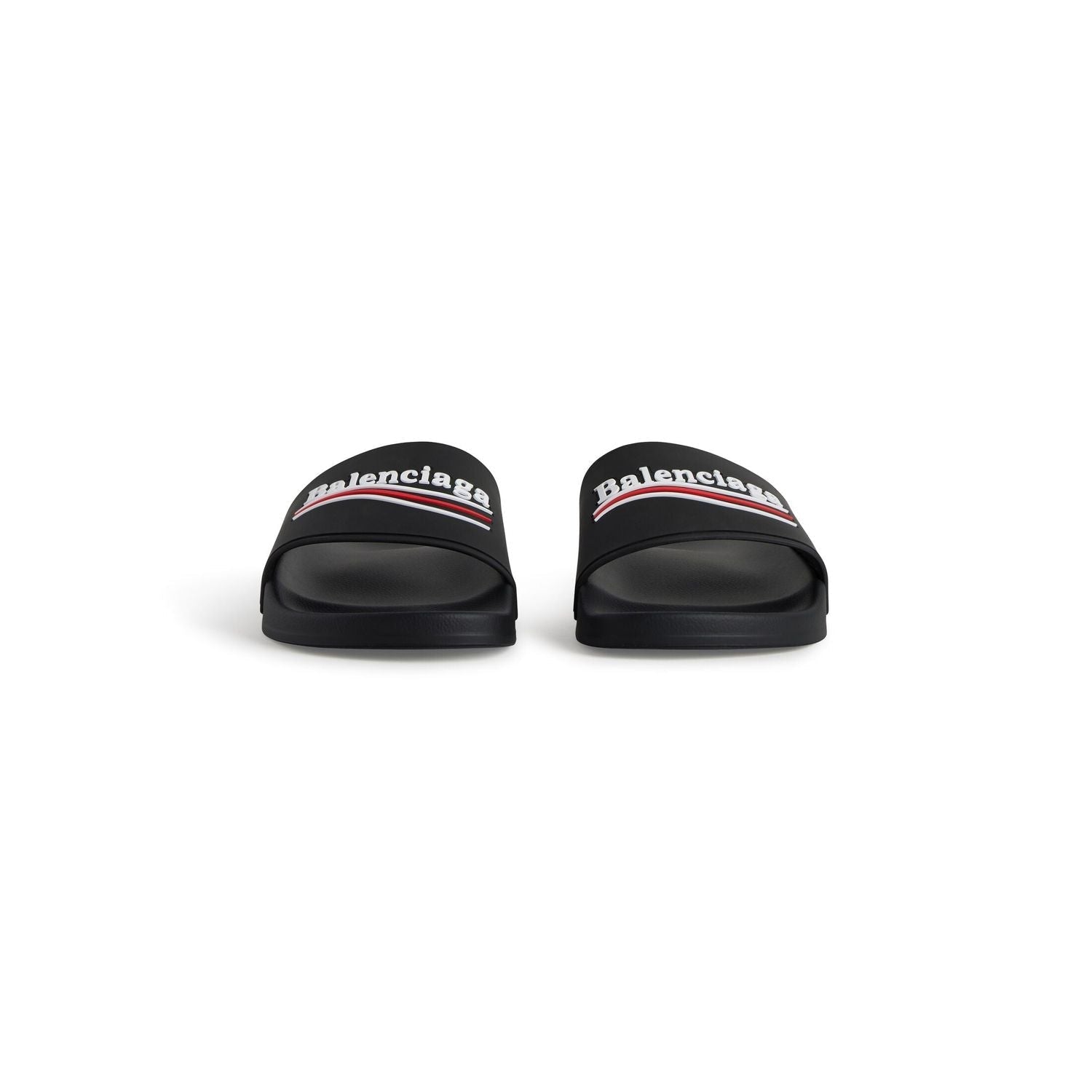 BALENCIAGA Pool Rubber Political Logo Sandals Banlieue91