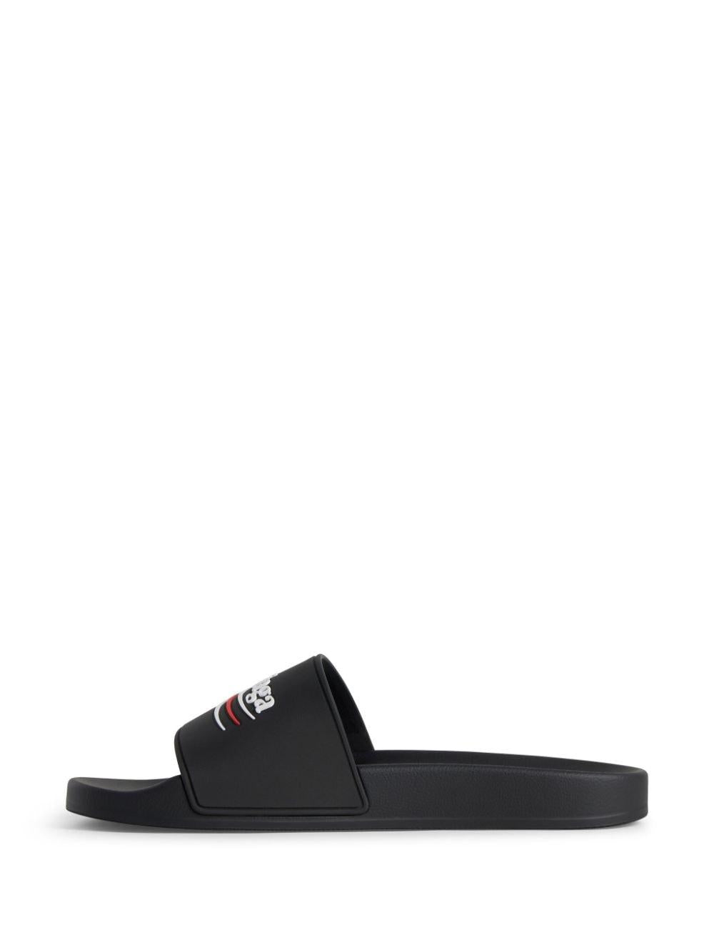 BALENCIAGA Pool Rubber Political Logo Sandals Banlieue91