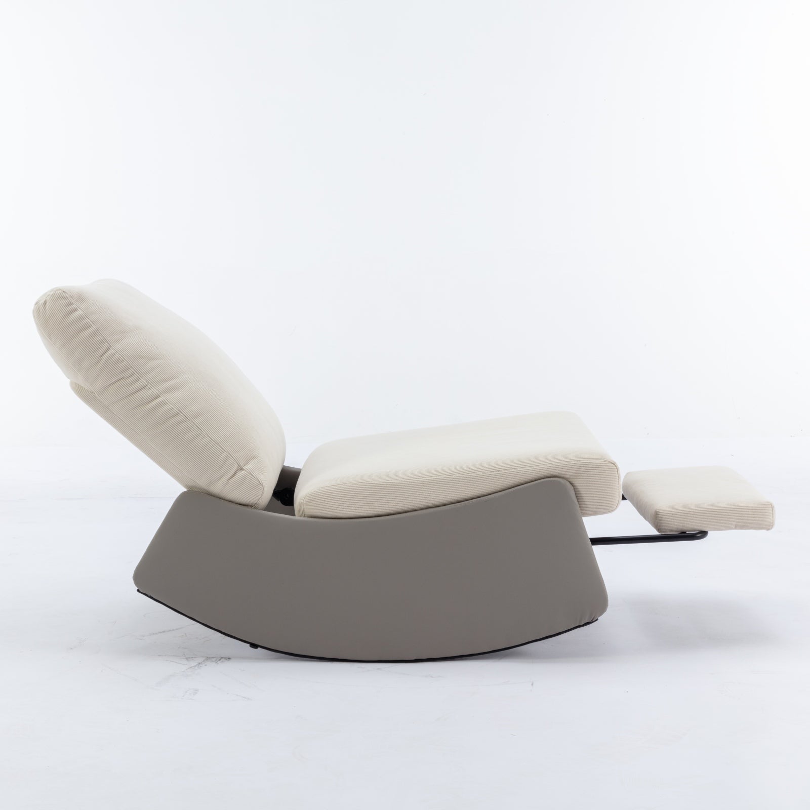 Modern rocking chair recliner, comfortable cushioned recliner with footstool, gray V.I.P Digital Presence
