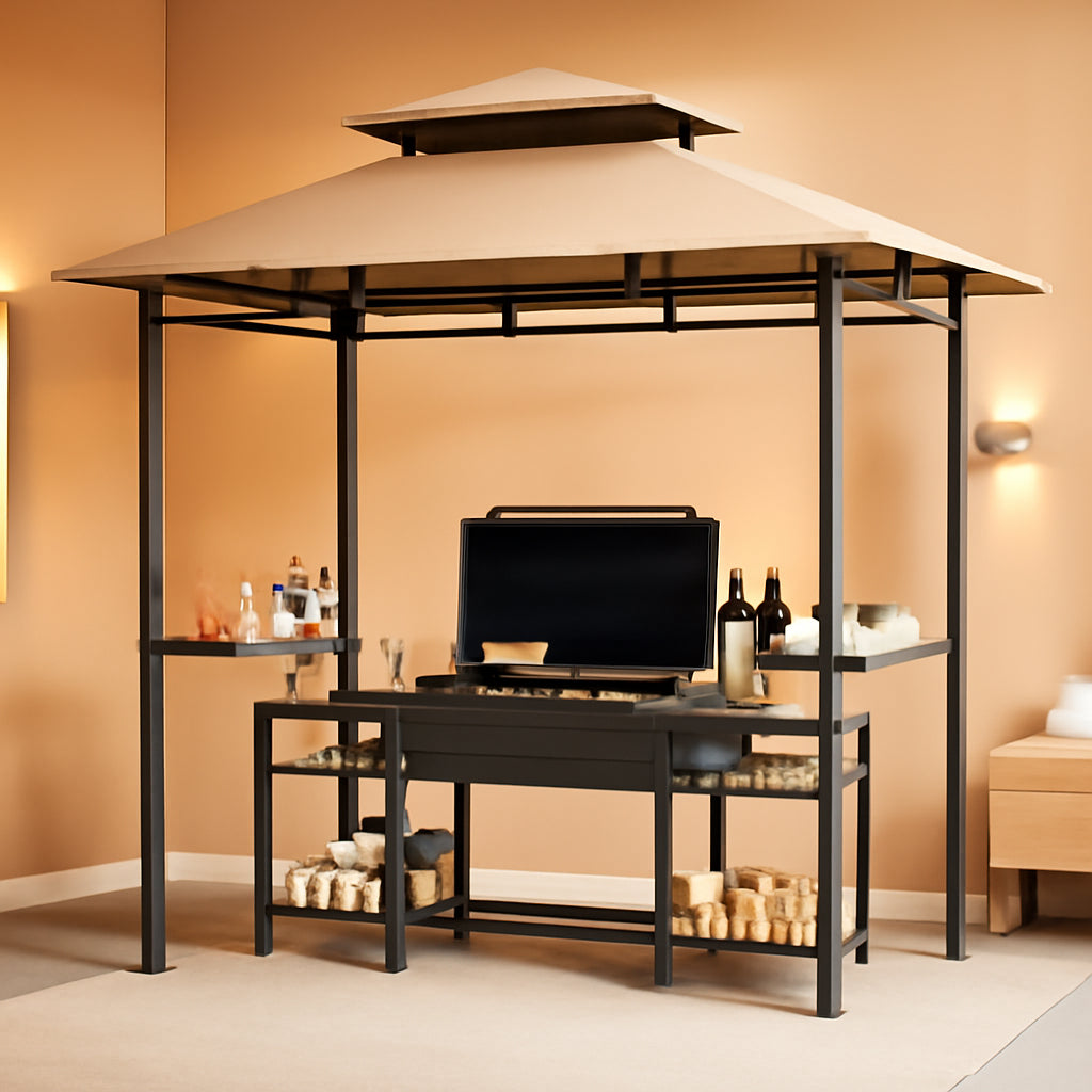 8x5ft Outdoor BBQ Gazebo AllWeather Shelter For Patio
