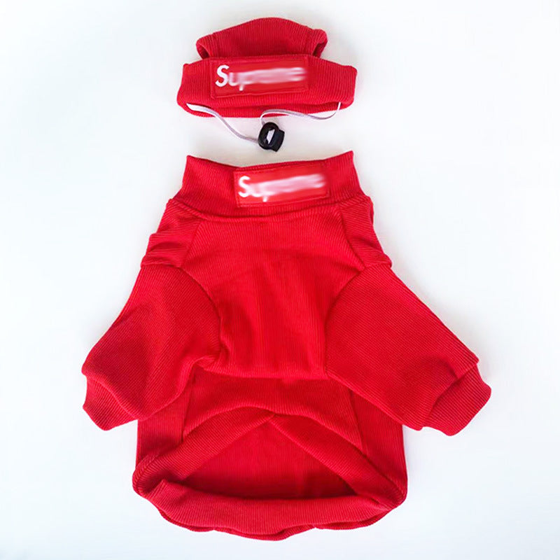Pet Clothing Trendy Brand Street Dog Clothes Fighting Teddy Schnauzer Bottom Coat Hat Set V.I.P Digital Presence