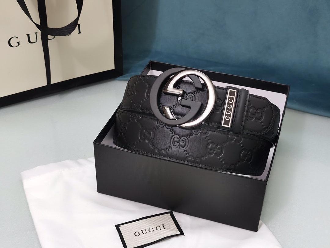 GUCCI Embellished coated-canvas and leather belt 'Black' Banlieue91