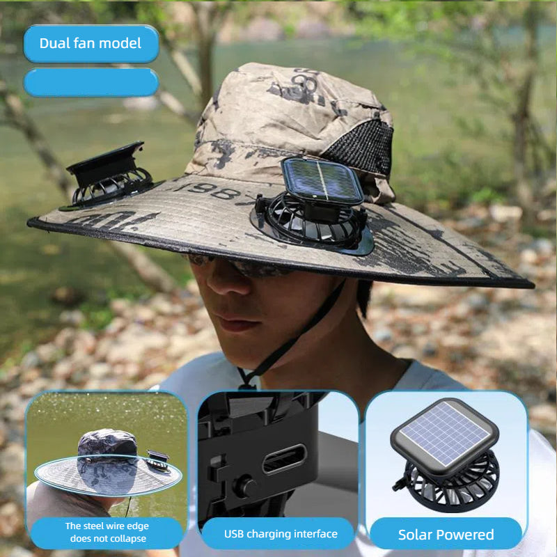 Camper Solar Fan Hat Fishing Hat Men's Outdoor Mountaineering UV Protection Sunshade Fishing Hat with Fan V.I.P Digital Presence