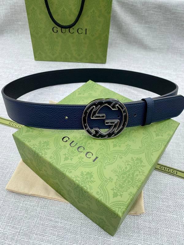 GUCCI Embellished coated-canvas and leather belt 'Blue' Banlieue91