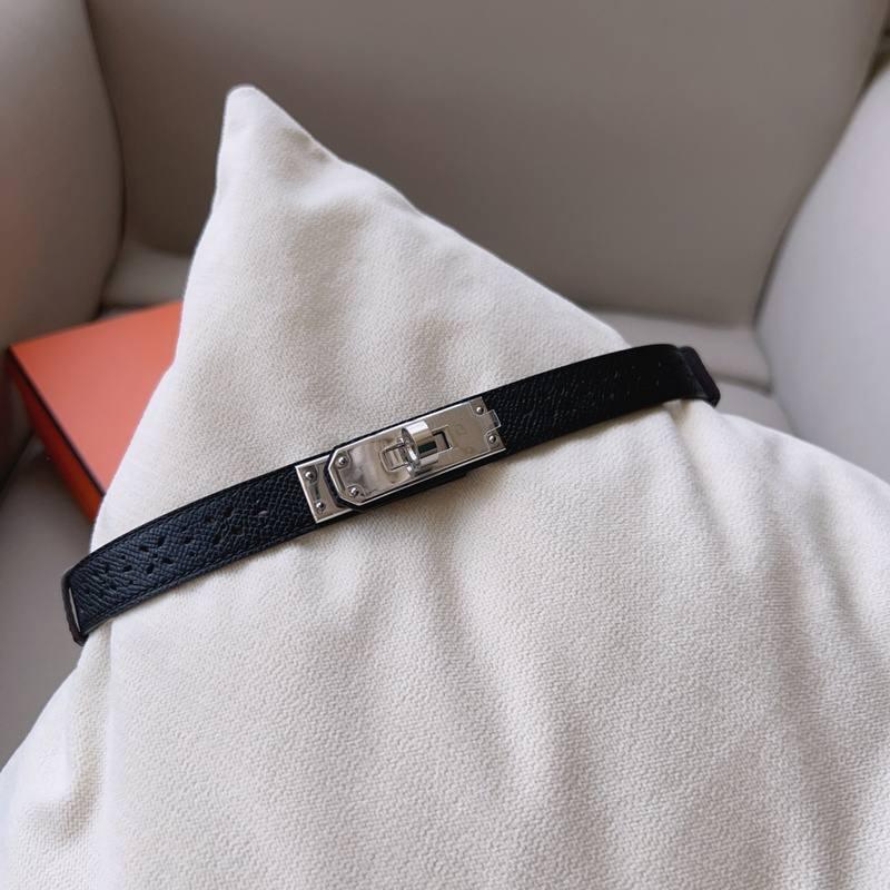 Hermes Men Silver Buckle Belt 'Black' Banlieue91