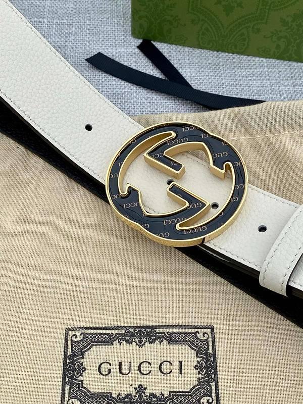 GUCCI Embellished coated-canvas and leather belt 'Cream' Banlieue91