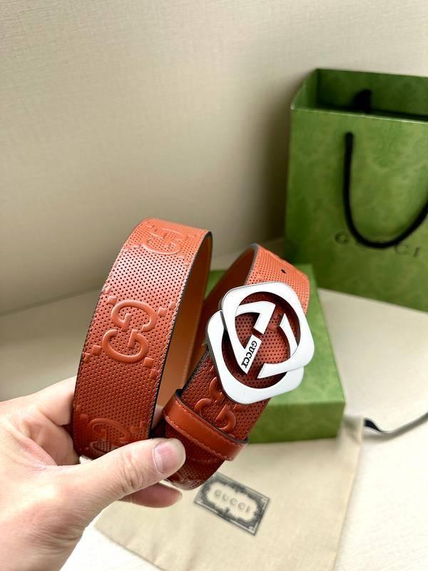 GUCCI Embellished coated-canvas and leather belt 'Red' Banlieue91