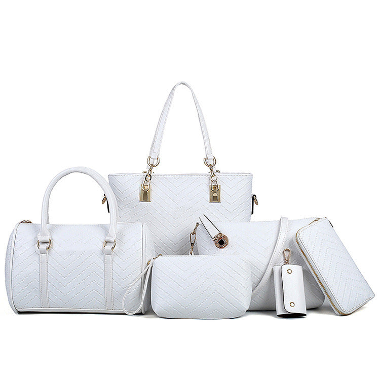 Trendy Embossed Six-Piece Fashionable Mother Bag Set Pi-Mart